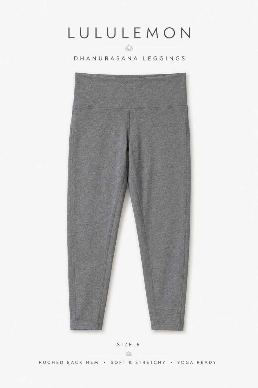Lululemon Leggings Women’s 6 Dhanurasana Dark Gray Ruched Back Cut Out Hem